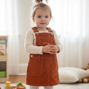 DKNY Rust Corduroy Overall Jumper Dress 2T